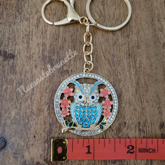 2/$20 Boho Owl Crystal Rhinestone Keychain Bag Charm - Picture 11 of 11